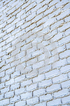 Painted concrete blocks wall with overlapped cement fillers in San Francisco, California