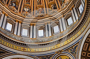 Painted cupola of the Saint Peter`s basilica dome