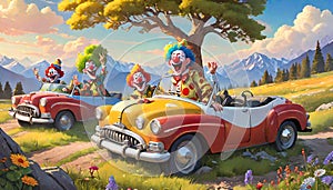 Painted custom jalopy clown car race