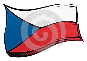 Painted Czech Republic  flag waving in wind