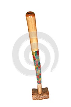 Painted didgeridoo isolated on a white background