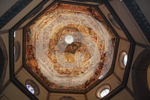Painted dome of the Catholic Church in Florence, Italy.