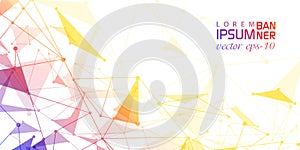 Technological background from polygons and lines.Molecule structure and communication.Gradient banner with line.