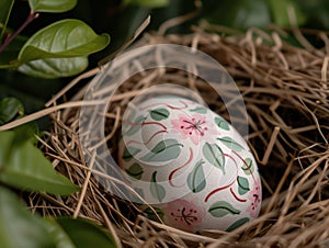 Painted easter egg in nature