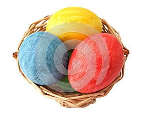 Painted Easter eggs in basket