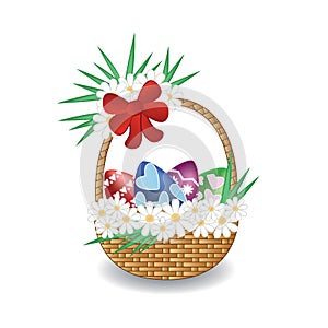 Painted Easter eggs in basket vector illustration