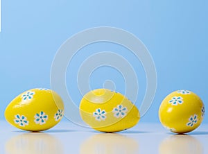 Painted Easter eggs on a colorful background