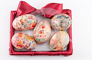 Painted easter eggs in a frame