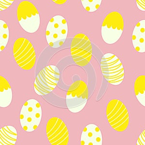 Painted Easter Eggs with Stripes and Dots Seamless Pattern Print Background