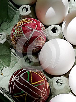 painted Easter eggs in Ukrainian style photo