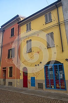 Painted facade in Piacenza, italy