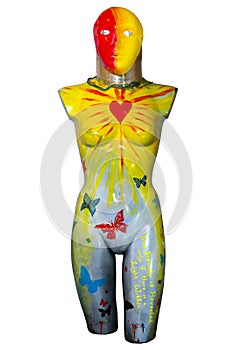 Painted female mannequin torso