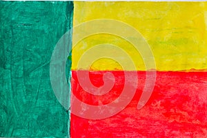 Painted flag of the country Benin.