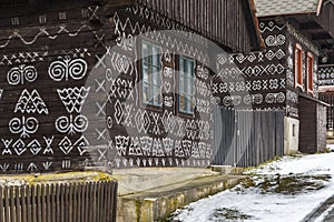 Painted folk house, UNESCO village Cicmany in Slovakia