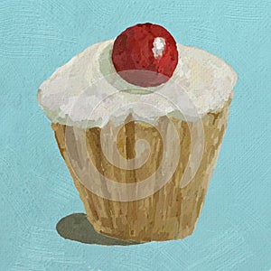 A painted frosted cupcake illustration