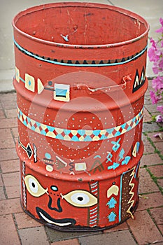 Painted Garbage Can