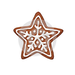 Painted gingerbread cookie in the shape of a star