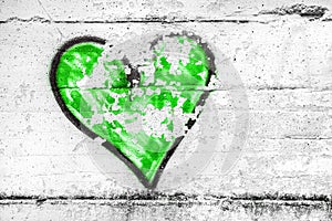 Painted green abstract heart