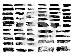 Painted grunge stripes set. Black labels, background, paint text