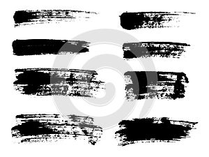 Painted grunge stripes set. Black labels, background, paint text