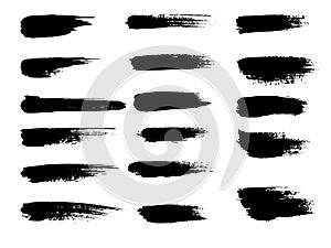 Painted grunge stripes set. Black labels, background, paint text