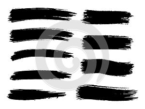 Painted grunge stripes set. Black labels, background, paint text