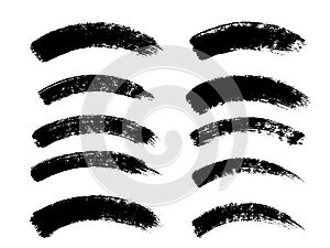 Painted grunge stripes set. Black labels, background, paint texture. Brush strokes vector. Handmade design