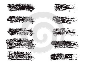 Painted grunge stripes set. Black labels, background, paint texture. Brush strokes vector. Handmade design