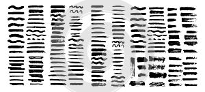 Painted grunge stripes set. Black labels, background, paint texture. Brush strokes vector. Handmade elements.