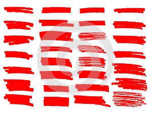 Painted grunge stripes set. Red labels, background