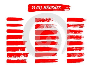 Painted grunge stripes set. Red labels, background