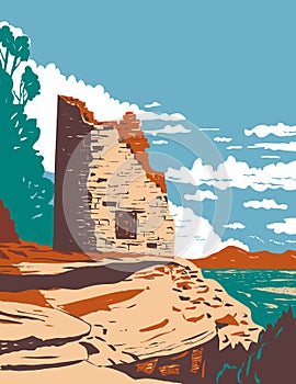 Painted Hand Pueblo in Canyon of the Ancients National Monument in Southwest Colorado WPA Poster Art photo