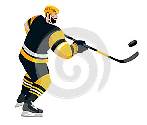 Painted hockey player. Full body figure