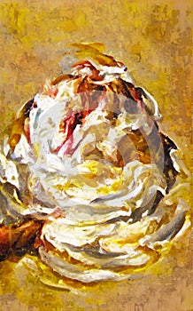 Painted ice cream of the variety vanilla, banane and chocolate