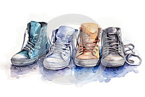 painted illustration of pair of boots. Generative AI