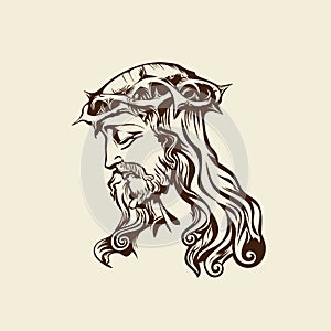 Painted image of Jesus Christ in a crown of thorns.