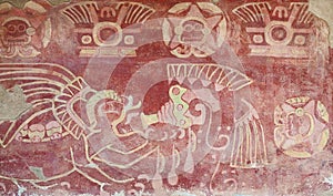 Painted interior of temple in Teotihuacan. photo