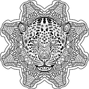 Painted the leopard on the background tribal mandala patterns. Zendoodle photo