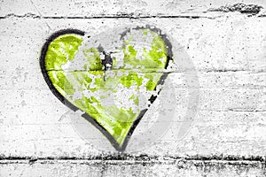 Painted lime green abstract heart