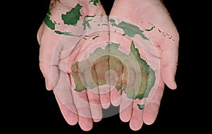 Painted Map Of Australia In Our Hands