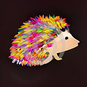 Painted multicolored hedgehog. Generative AI