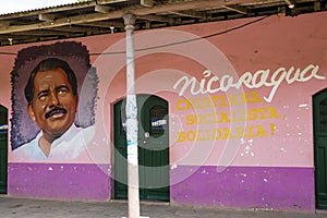 The painted ortrait of Daniel Ortega in Nicaragua