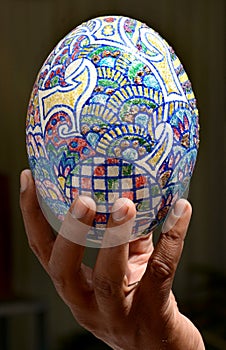 PAINTED OSTRICH EGG