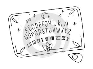 A PAINTED OUIJA BOARD ISOLATED ON A WHITE BACKGROUND photo