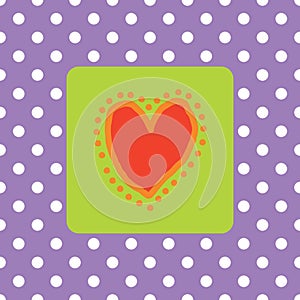 Painted red heart with polkadots