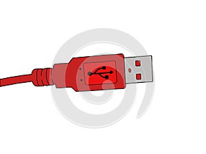 Painted red USB conector photo