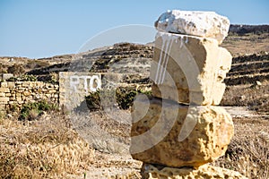 Painted sign indicating supposedly private land in Malta, Gozo.