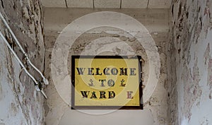 Painted sign inside Trans-Allegheny Lunatic Asylum