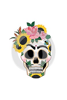 painted skull pattern in Mexican style