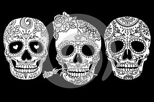 painted skull pattern in Mexican style